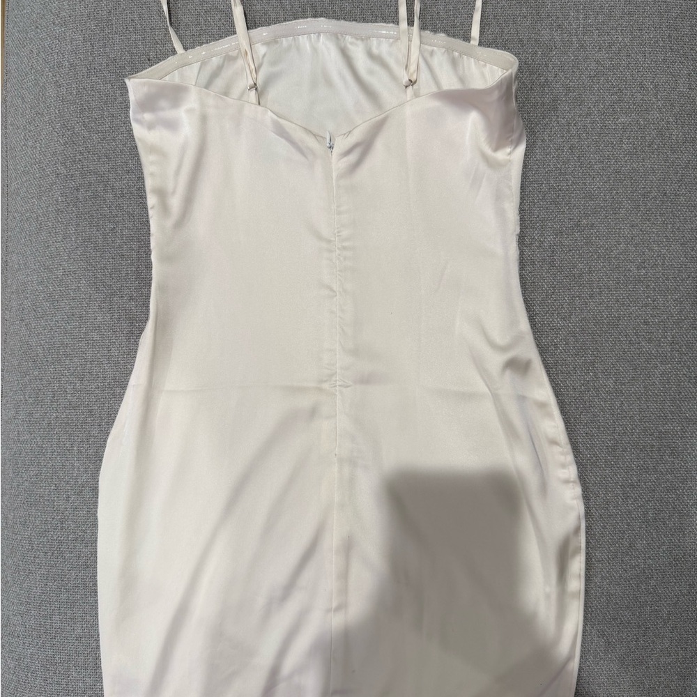 Oh Polly Satin Mini Dress in Cream